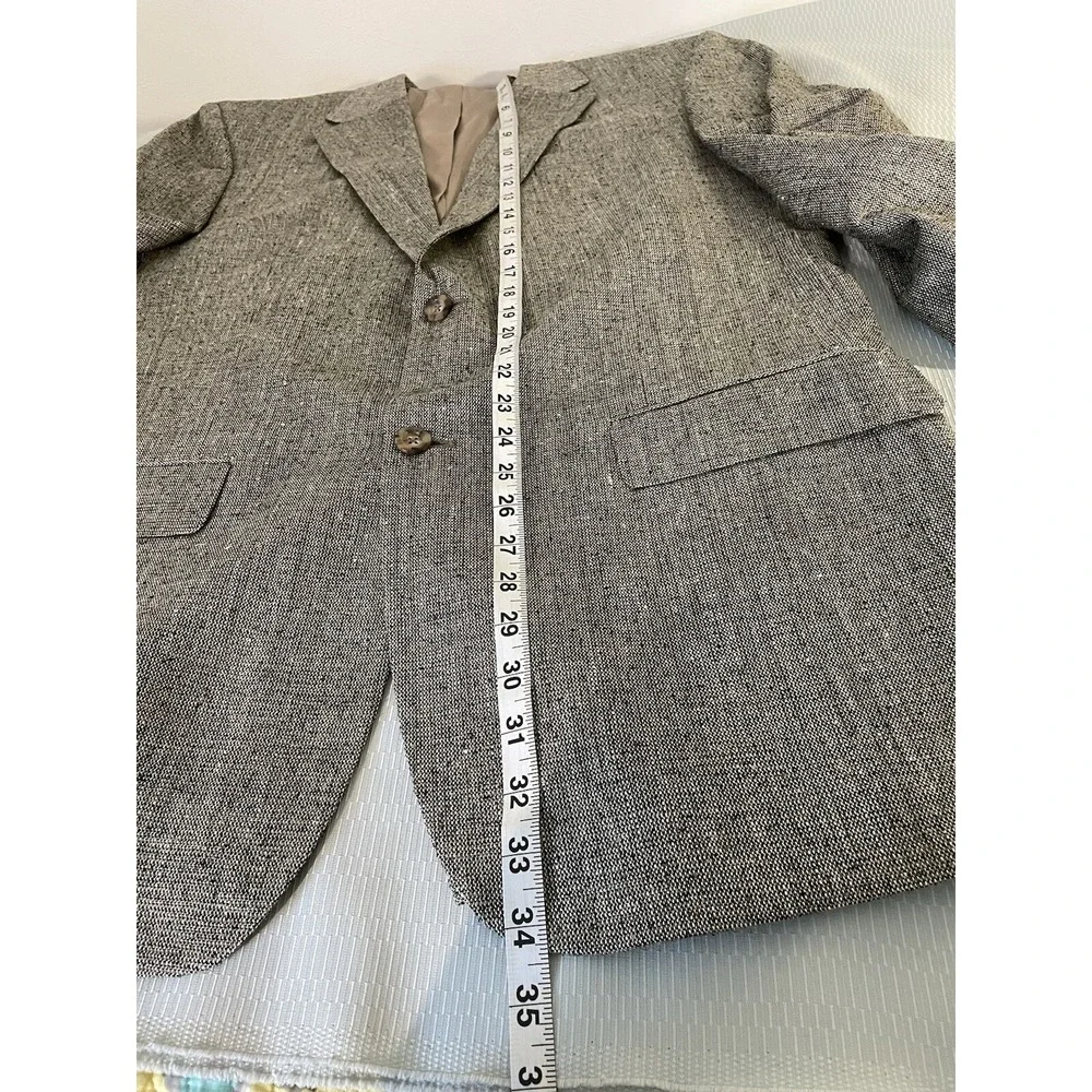 Deans Gate Men's Sport Coat Blazer Two Button Gray 100%Silk Size 44L